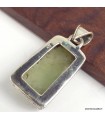 Pendentif Préhnite authentique brute style ancien argent 925 poinçonné