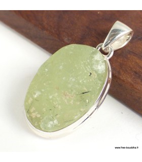 Bijoux Préhnite brute Pendentif oval
