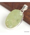 Pendentif Préhnite véritable brute ovale en Argent 925 certifié