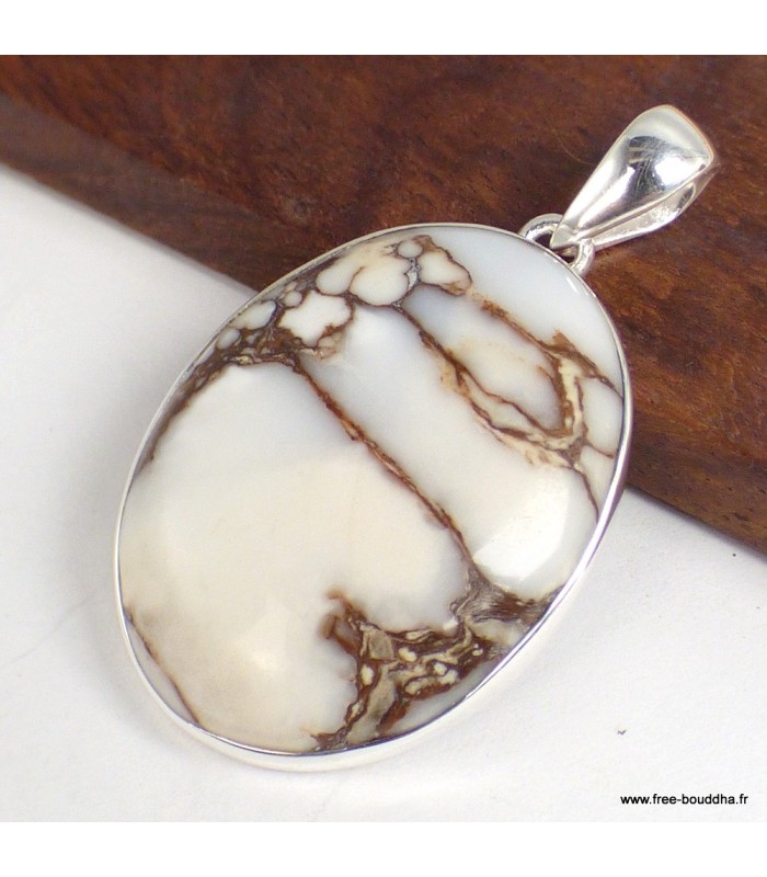 Pendentif Wild Horse ovale, argent 925, pierre naturelle authentique