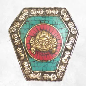Boîte à bijoux tibétaine Mahakala pierres naturelles - Artisanat tibétain bouddhiste