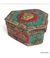 Boîte à bijoux Mahakala tibétaine en pierres naturelles