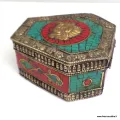 Boîte à bijoux tibétaine Mahakala pierres naturelles - Artisanat tibétain bouddhiste