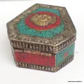Boîte à bijoux tibétaine Mahakala pierres naturelles - Artisanat tibétain bouddhiste