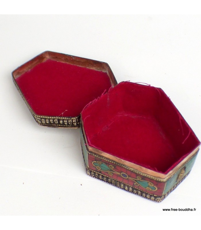 Boîte à bijoux Mahakala tibétaine en pierres naturelles