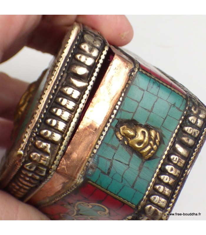 Boîte à bijoux Mahakala tibétaine en pierres naturelles