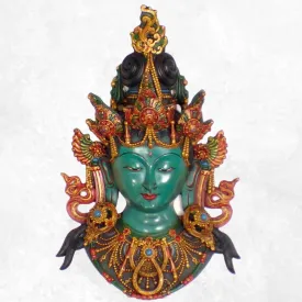 Statue Tara Verte masque mural 43 cm - Sculpture, tableau, masque mural bouddhiste