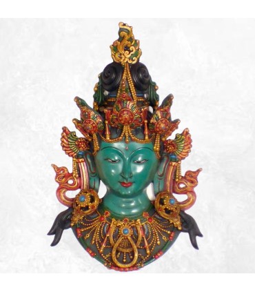 Grand Masque Tara Verte mural en résine 43 cm