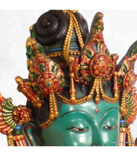 Grand Masque Tara Verte mural en résine 43 cm