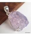 Pendentif Quartz Lavande argent 925 serti griffes
