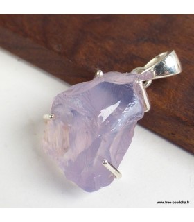 Pendentif Quartz Lavande argent 925 serti griffes