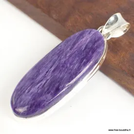 Pendentif Charoite de Russie oval allongé - Pendentifs pierres naturelles