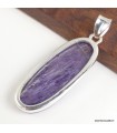 Pendentif Charoïte véritable argent 925 oval allongé