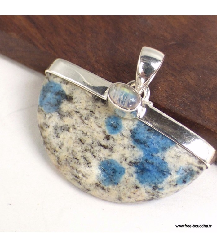 Pendentif Jaspe K2 et pierre de lune en argent 925 – Certifié