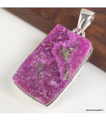 Pendentif Oxyde de Cobalt véritable argent 925 rectangulaire