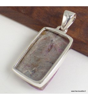 Pendentif Oxyde de Cobalt véritable argent 925 rectangulaire