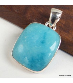 Pendentif Smithsonite véritable argent 925 rectangulaire