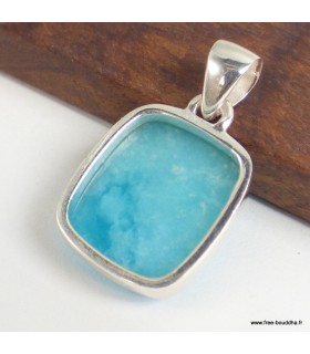 Pendentif Smithsonite véritable argent 925 rectangulaire
