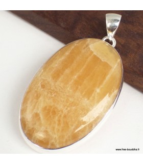 Agate Jaune – Pendentif ovale en argent 925 avec certificat