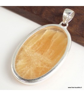 Agate Jaune – Pendentif ovale en argent 925 avec certificat