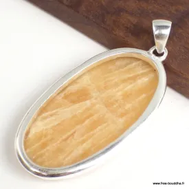 Long pendentif Agate Jaune à bandes oval - Bijoux en Agate