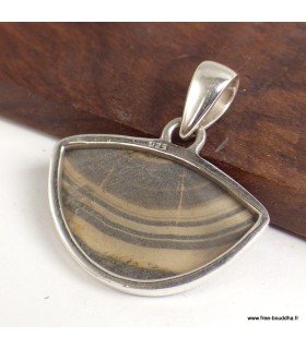 Pendentif Schalenblende véritable argent 925 semi-rond