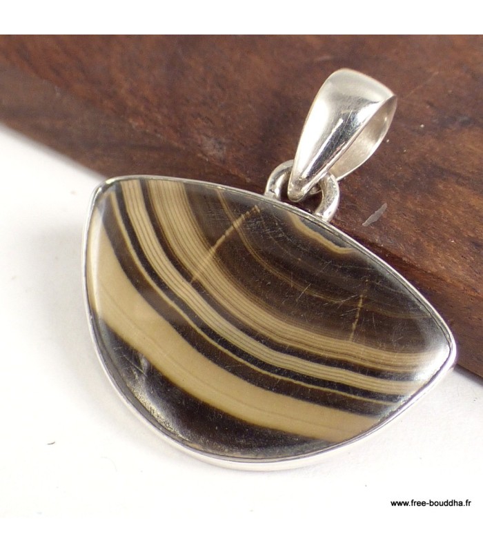 Pendentif Schalenblende véritable argent 925 semi-rond