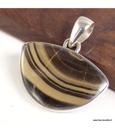 Pendentif Schalenblende véritable argent 925 semi-rond