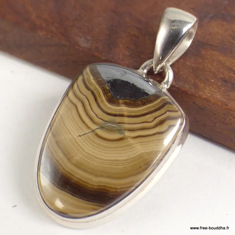 Pendentif Schalenblende semi-oval - Pendentifs pierres naturelles