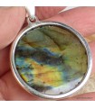 Pendentif Labradorite véritable sculpté fleur argent 925