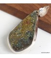 Pendentif Pyrite arc-en-ciel bélière feuille argent 925