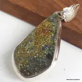 Pendentif Pyrite arc-en-ciel bélière feuille - Pendentifs pierres naturelles