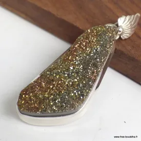 Pendentif Pyrite arc-en-ciel kaki cuivre - Pendentifs pierres naturelles