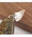 Pendentif Pyrite arc-en-ciel véritable argent 925 kaki cuivre