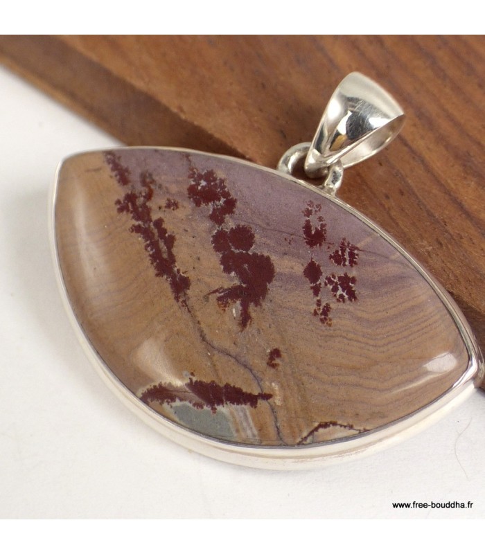 Pendentif Jaspe Sonora véritable argent 925 désert du Sonora