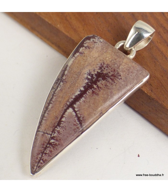 Pendentif Jaspe Sonora véritable forme libre argent 925