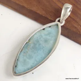 RARE pendentif Larimar sculpté main - Pendentifs pierres naturelles