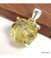 Pendentif Quartz Citron véritable brut asymétrique argent 925