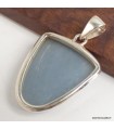Pendentif angélite bleue semi-ovale en argent 925 certifié