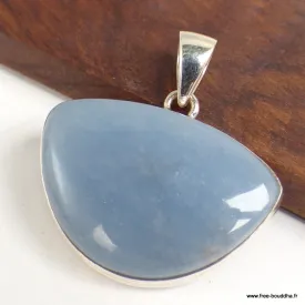 Pendentif semi-rond Angelite bleue anhydrite - Pendentifs pierres naturelles