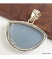 Pendentif angélite bleue semi-rond en argent 925 certifié