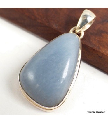 Pendentif angélite bleue asymétrique en argent 925 certifié