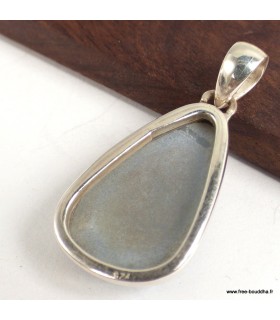 Pendentif angélite bleue asymétrique en argent 925 certifié