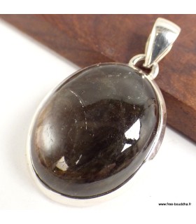 Pendentif Saphir doré véritable argent 925 oval naturel