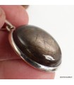 Pendentif Saphir doré véritable argent 925 oval naturel