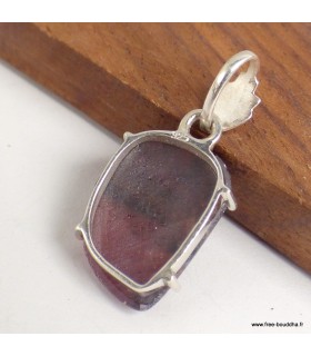 Pendentif Saphir africain véritable facetté asymétrique argent 925