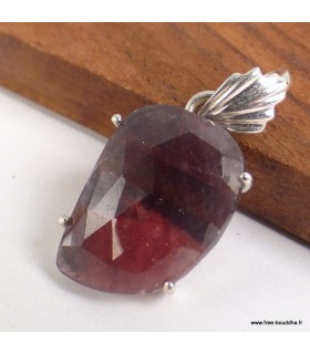 Pendentif Saphir africain véritable facetté asymétrique argent 925