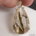 Pendentif Epidote sur Quartz forme goutte - Pendentifs pierres naturelles