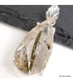 Pendentif Épidote sur Quartz goutte – Argent 925 certifié