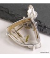 Pendentif Epidote véritable sur Quartz facetté argent 925